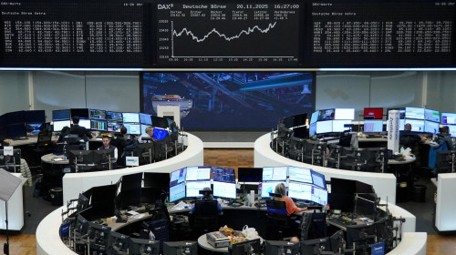 European shares log a weekly decline, defence stocks slide